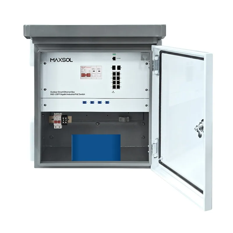 Maxsol SBOX2802SFG-I-288WH outdoor PoE smart box with integrated LiFePO4 battery backup