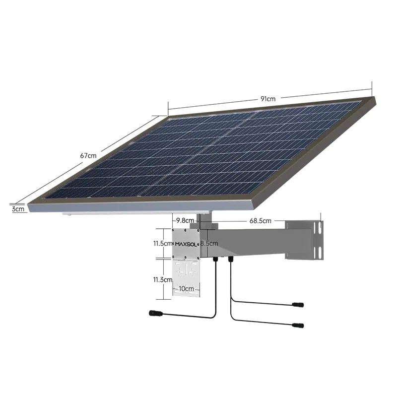 Maxsol CS12060 solar power system with monocrystalline panel and outdoor equipment enclosure