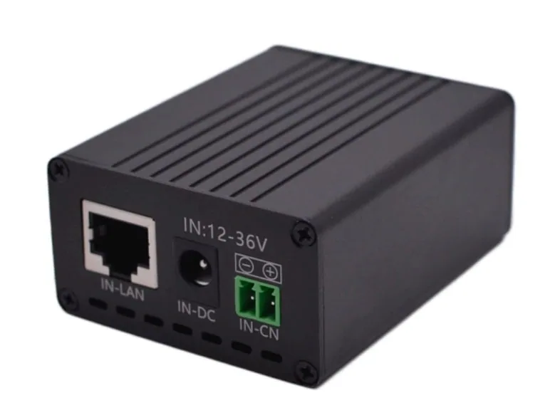 Maxsol POE24V DC-to-PoE converter with Ethernet ports and LCD voltage display